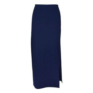 Akris Punto Navy Midi Skirt Size 6 – Stretchy Fabric with Side Slits